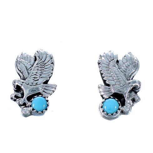 Sterling Silver Navajo Turquoise Eagle Post Earrings SX111833